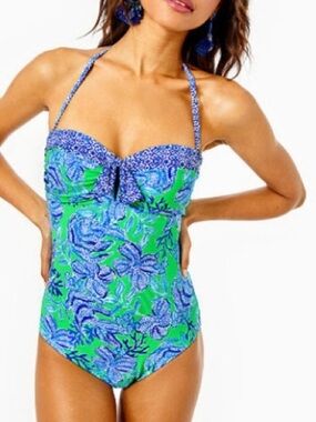 NWT Lilly Pulitzer Jagger One-Piece Cabana Green Keepin It Reel Size 10